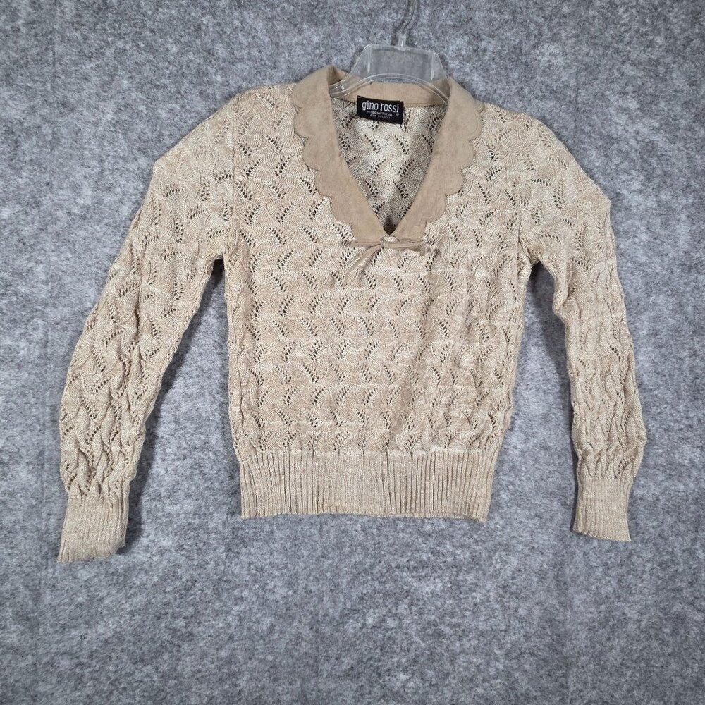 Gino Rossi International Wilson  Long Sleeve Pullover Knit Sweater Tan Size S